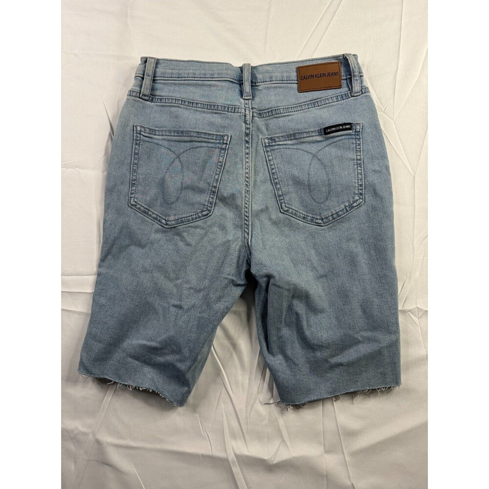 Calvin Klein Jeans Short Womens Size 25 Bermuda High Rise Blue Distressed NWT - Picture 5 of 7